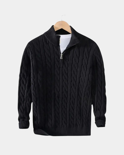 Matthias | Dunkelblauer Zopfmusterpullover