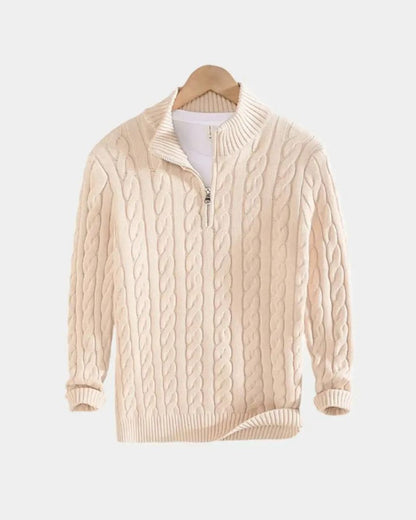 Matthias | Dunkelblauer Zopfmusterpullover