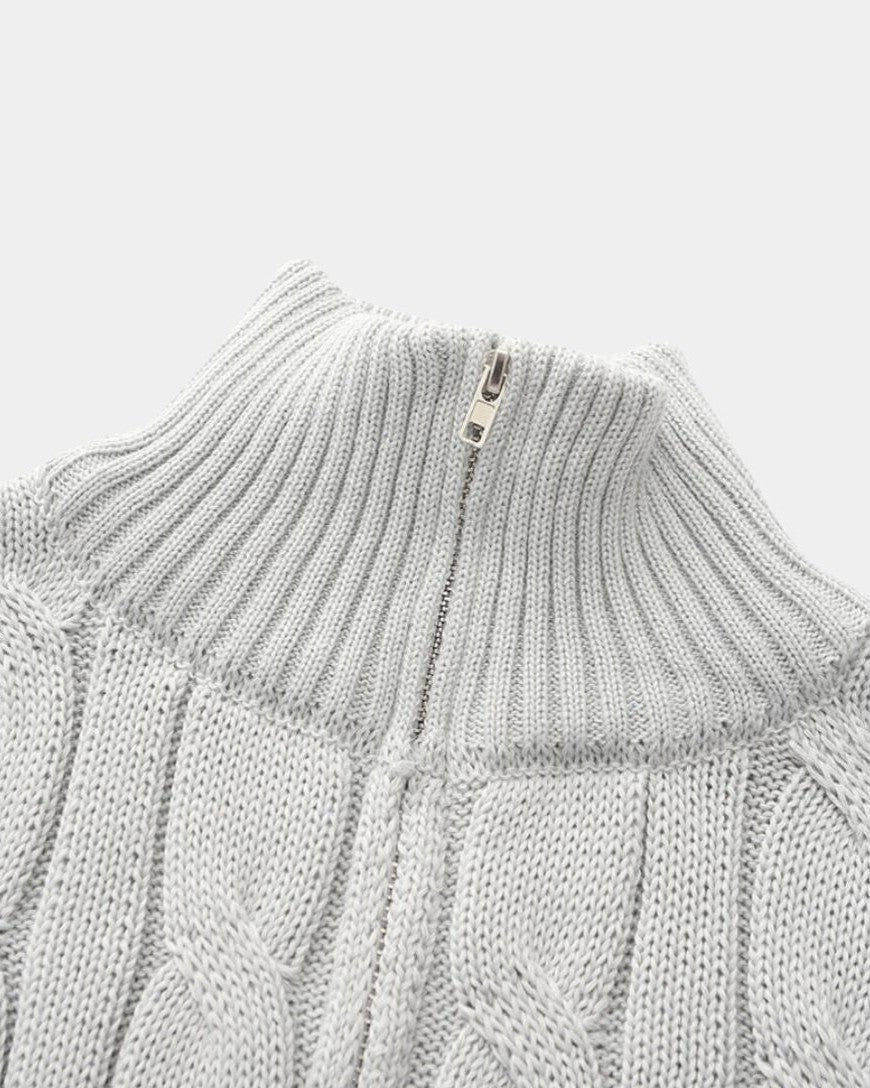 Matthias | Dunkelblauer Zopfmusterpullover