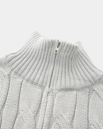 Matthias | Dunkelblauer Zopfmusterpullover