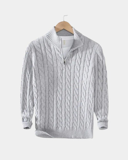 Matthias | Dunkelblauer Zopfmusterpullover