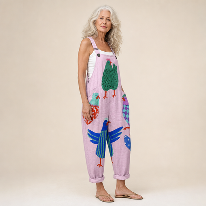 Karin | Latzhose in Rosa mit Hahn