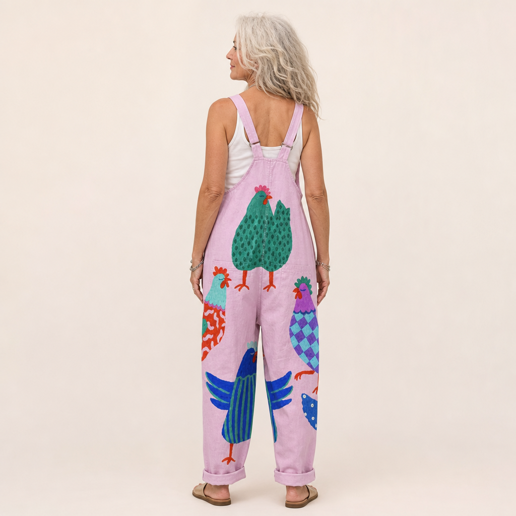 Karin | Latzhose in Rosa mit Hahn