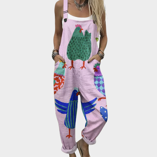 Karin | Latzhose in Rosa mit Hahn