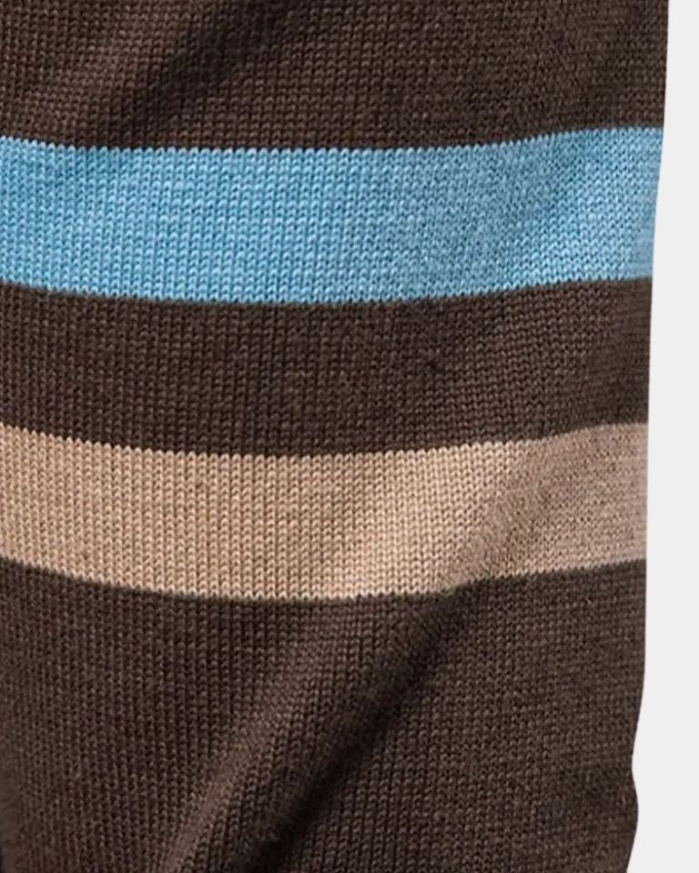 Nils | Braune Colorblock-Strickjacke mit Reißverschluss