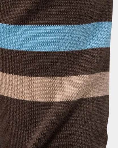 Nils | Braune Colorblock-Strickjacke mit Reißverschluss