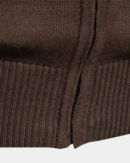 Nils | Braune Colorblock-Strickjacke mit Reißverschluss