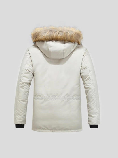 Nils | Orangefarbener Winterparka mit Fellbesatz