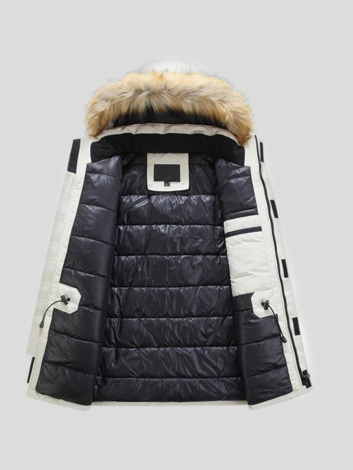 Nils | Orangefarbener Winterparka mit Fellbesatz