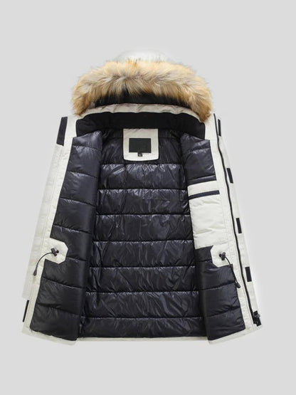 Nils | Orangefarbener Winterparka mit Fellbesatz