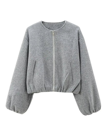 Meg | Kurze graue Bomberjacke