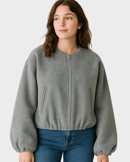Meg | Kurze graue Bomberjacke