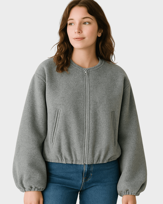 Meg | Kurze graue Bomberjacke