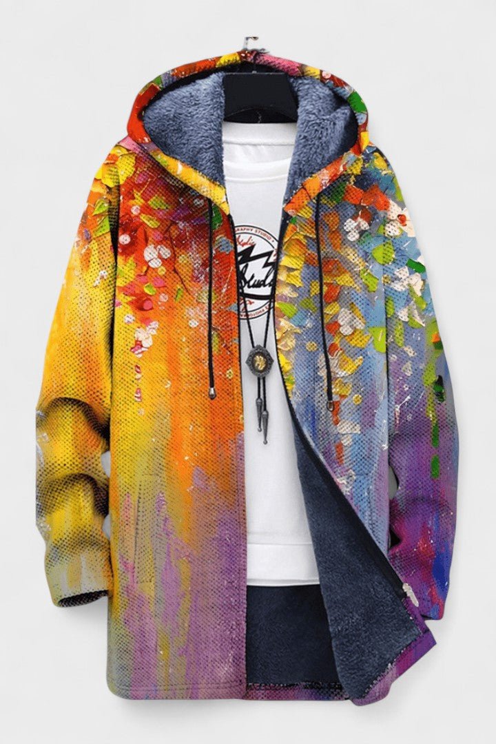 Michaela | Kapuzenjacke mit goldenem Blumenmuster