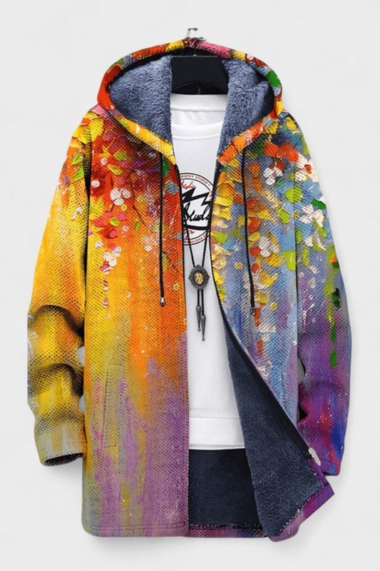 Michaela | Kapuzenjacke mit goldenem Blumenmuster