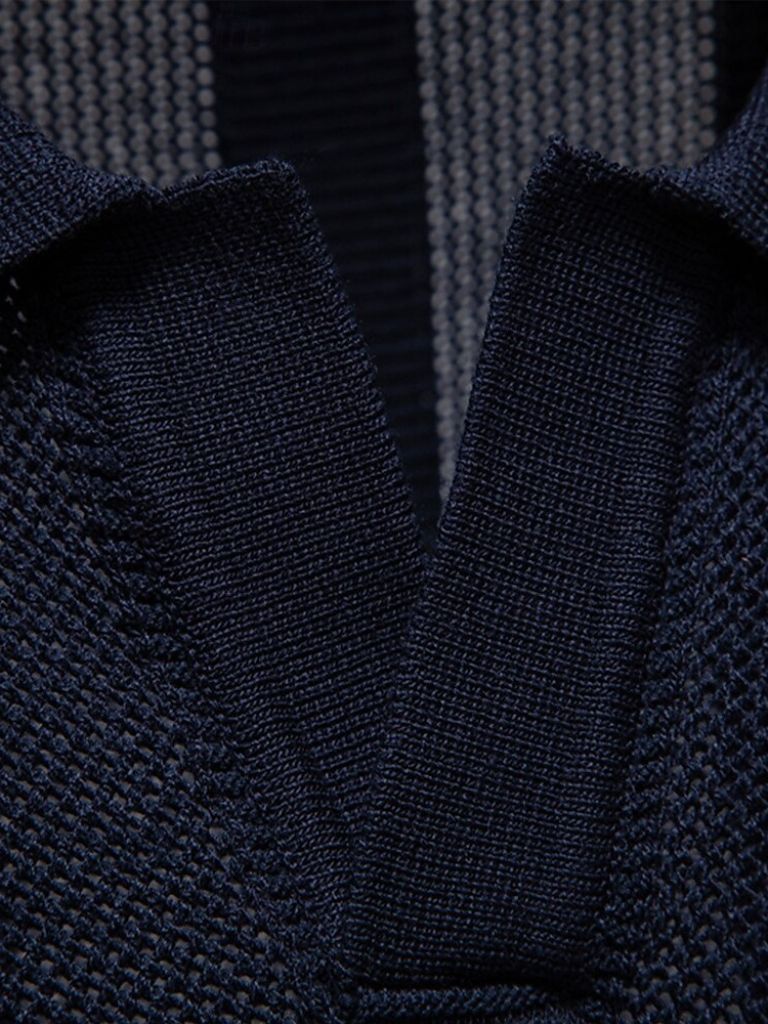 Ottmar | Beiges Strick-Poloshirt mit Struktur
