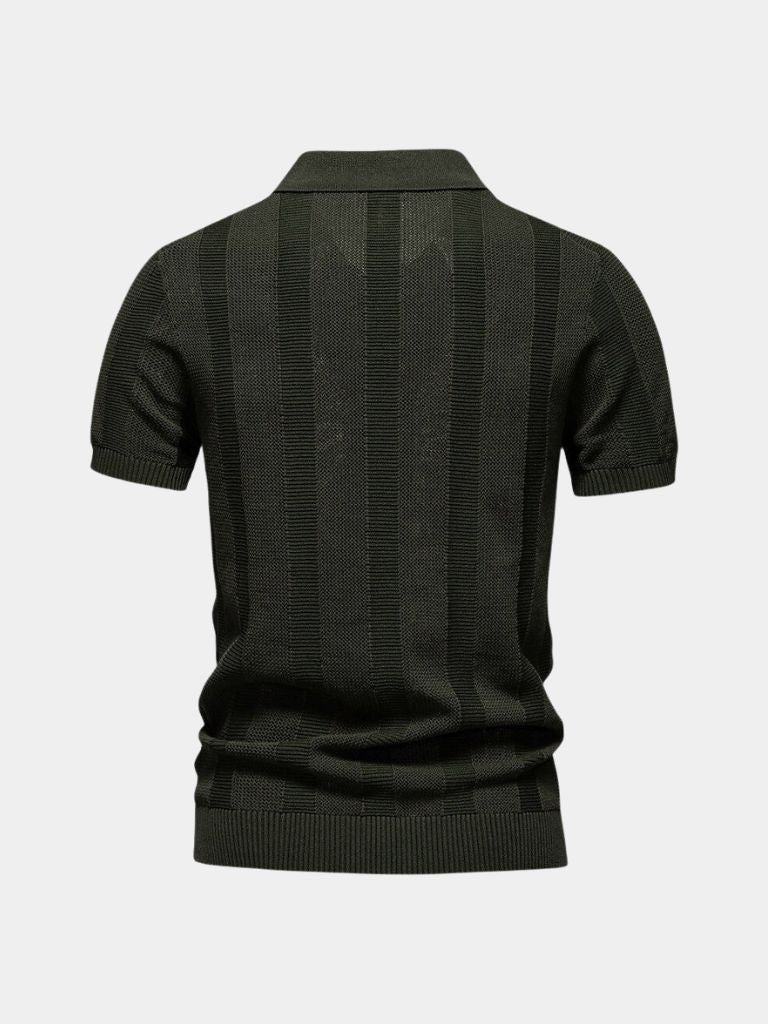 Ottmar | Beiges Strick-Poloshirt mit Struktur