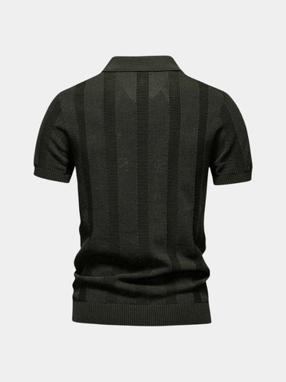 Ottmar | Beiges Strick-Poloshirt mit Struktur