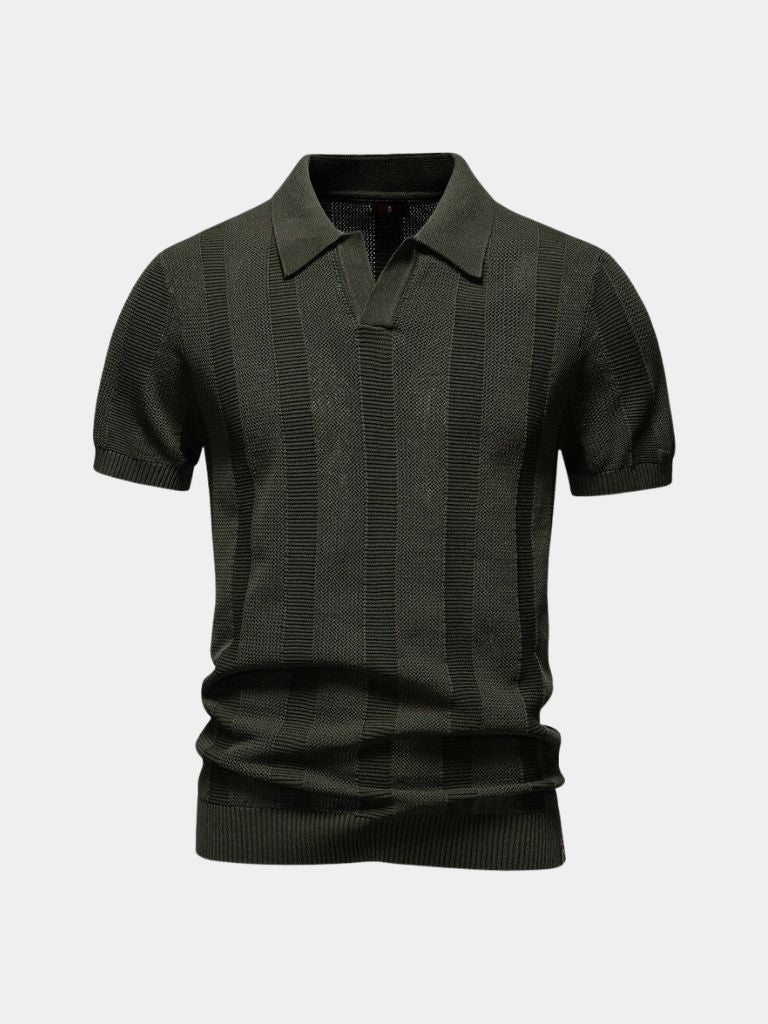 Ottmar | Beiges Strick-Poloshirt mit Struktur