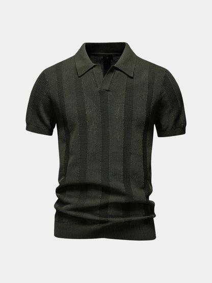 Ottmar | Beiges Strick-Poloshirt mit Struktur