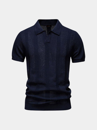 Ottmar | Beiges Strick-Poloshirt mit Struktur