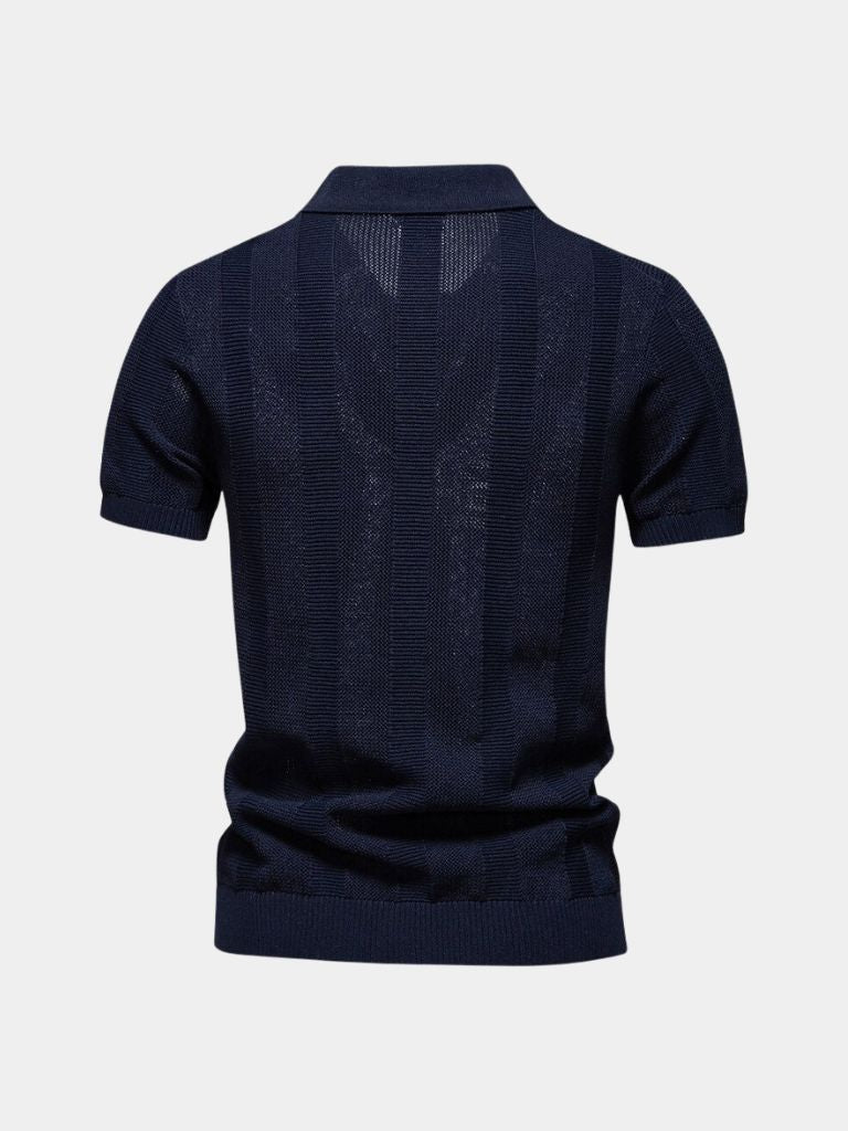 Ottmar | Beiges Strick-Poloshirt mit Struktur