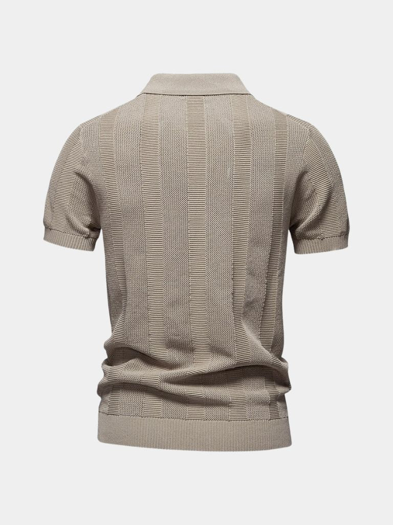Ottmar | Beiges Strick-Poloshirt mit Struktur