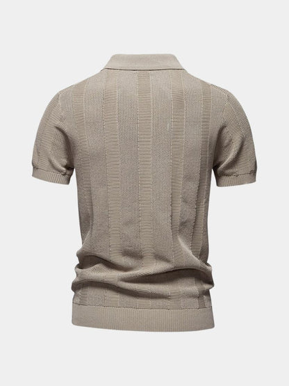 Ottmar | Beiges Strick-Poloshirt mit Struktur