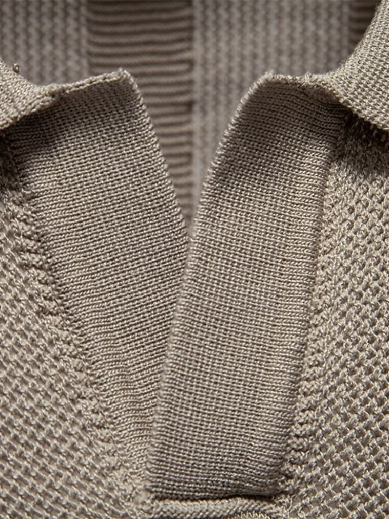 Ottmar | Beiges Strick-Poloshirt mit Struktur