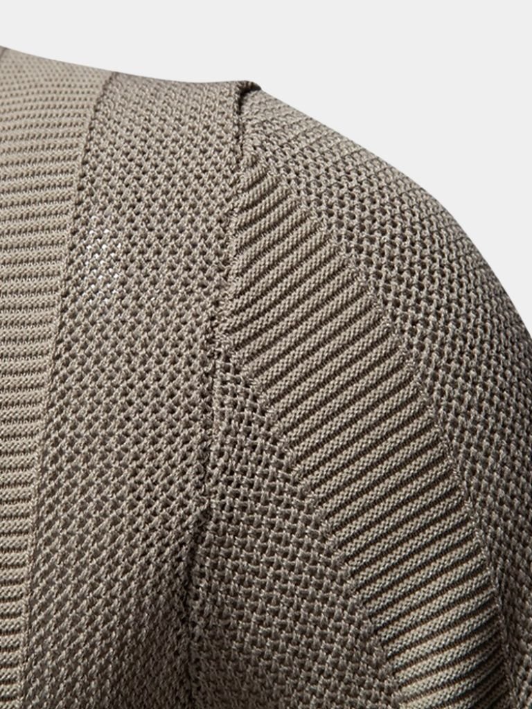 Ottmar | Beiges Strick-Poloshirt mit Struktur