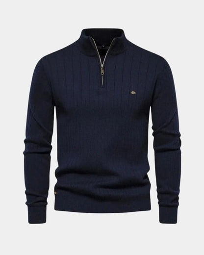Olaf | Brauner gerippter Troyer-Pullover
