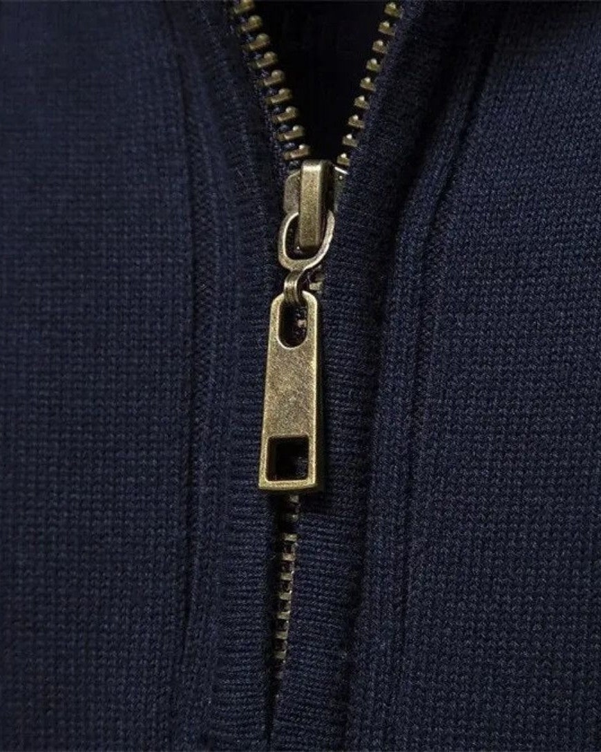 Olaf | Brauner gerippter Troyer-Pullover