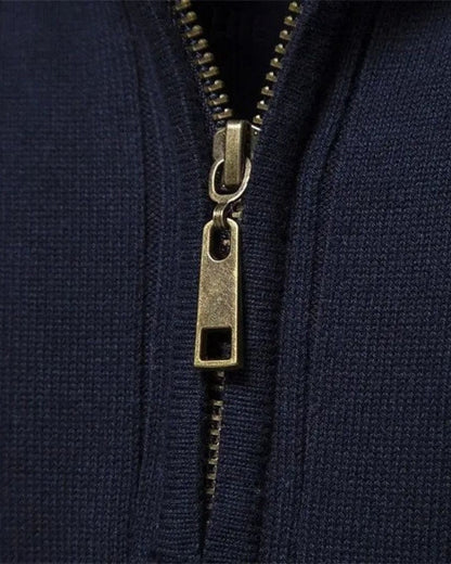 Olaf | Brauner gerippter Troyer-Pullover