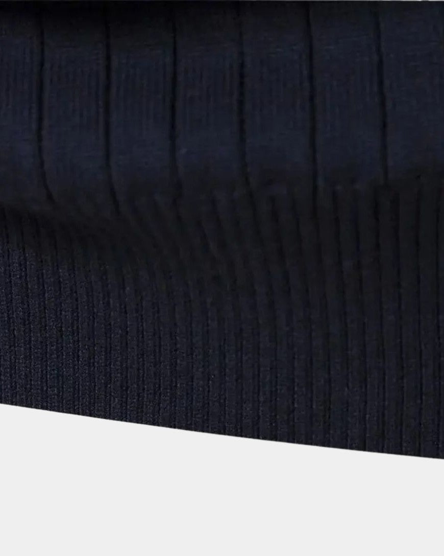 Olaf | Brauner gerippter Troyer-Pullover