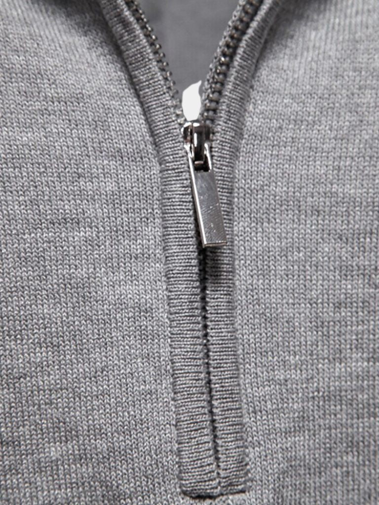 Olaf | Camelbraunes Strick-Poloshirt mit Reißverschlusskragen