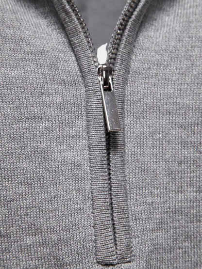 Olaf | Camelbraunes Strick-Poloshirt mit Reißverschlusskragen