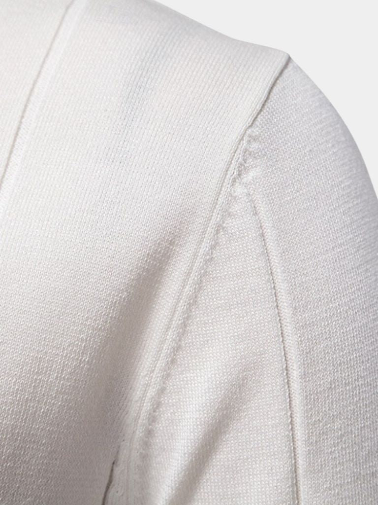 Olaf | Camelbraunes Strick-Poloshirt mit Reißverschlusskragen