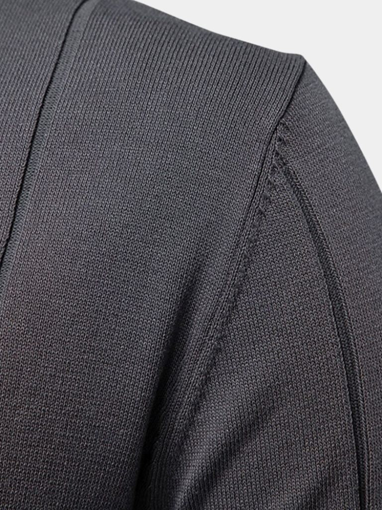 Olaf | Camelbraunes Strick-Poloshirt mit Reißverschlusskragen