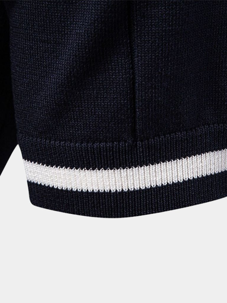 Olaf | Camelbraunes Strick-Poloshirt mit Reißverschlusskragen