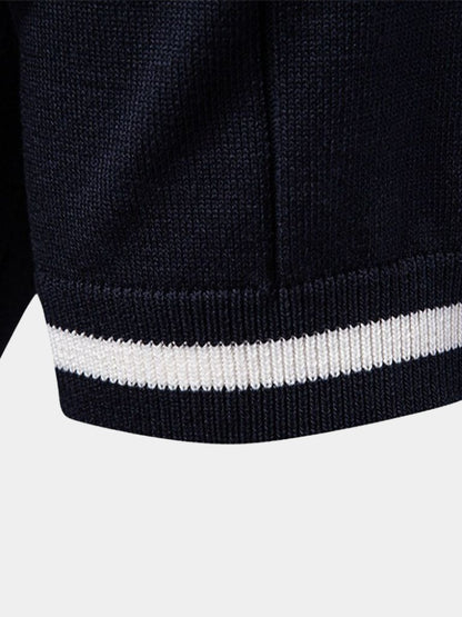 Olaf | Camelbraunes Strick-Poloshirt mit Reißverschlusskragen