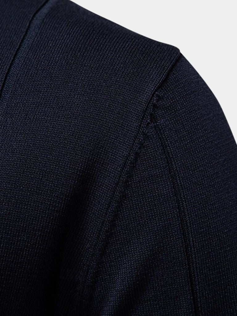 Olaf | Camelbraunes Strick-Poloshirt mit Reißverschlusskragen