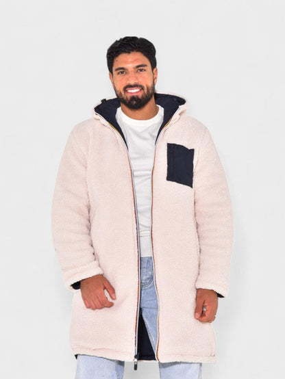 Olaf | Dunkelblauer Mantel mit Teddyfutter