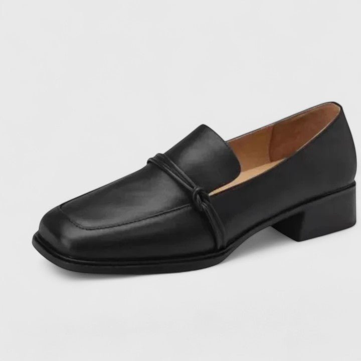 Mila | Schwarzer Loafer mit Blockabsatz