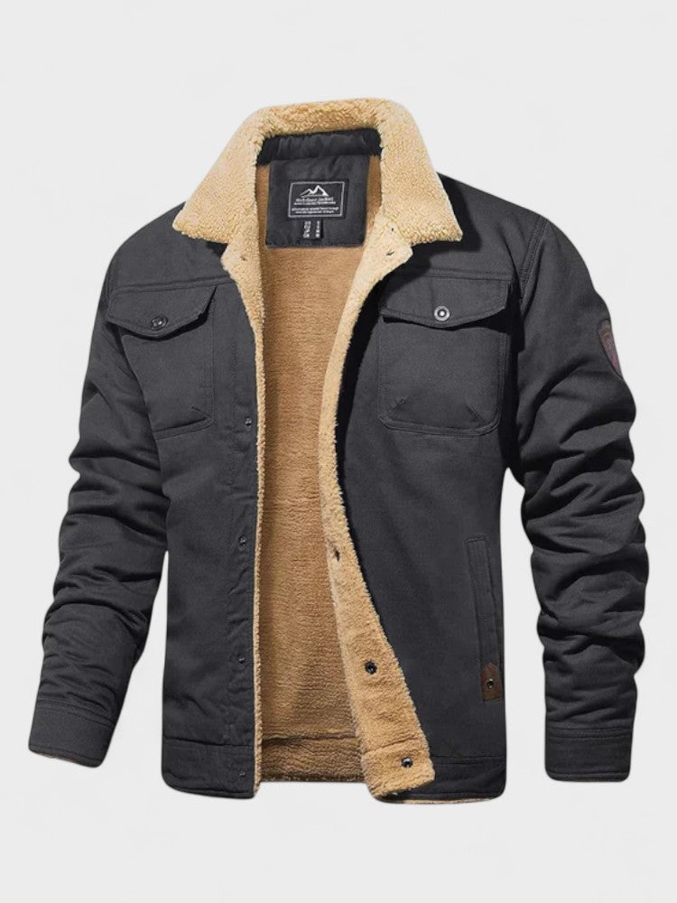 Norbert | Schwarze Jacke mit Teddyfutter
