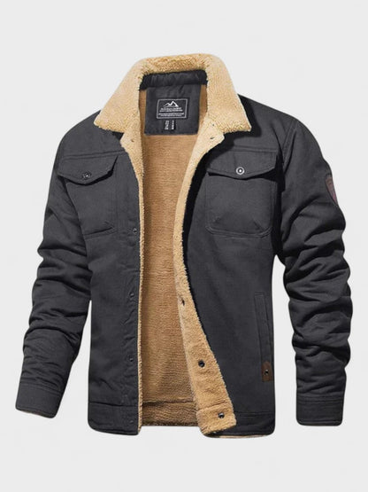 Norbert | Schwarze Jacke mit Teddyfutter