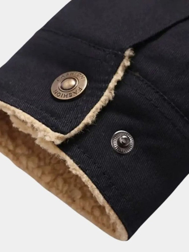 Norbert | Schwarze Jacke mit Teddyfutter