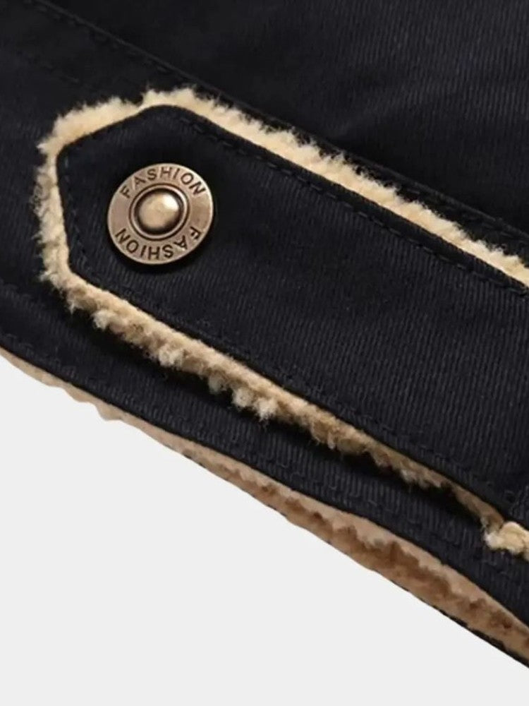 Norbert | Schwarze Jacke mit Teddyfutter