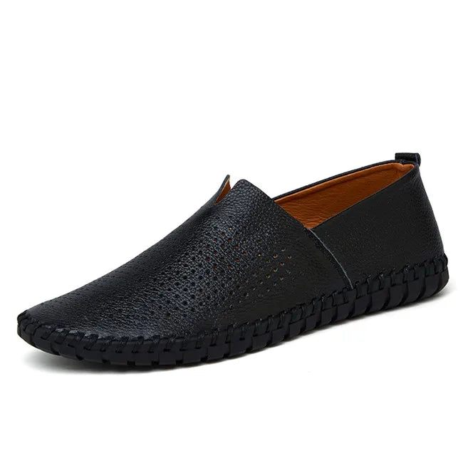 Dominik | Dunkelblaue Slipper in Lederoptik