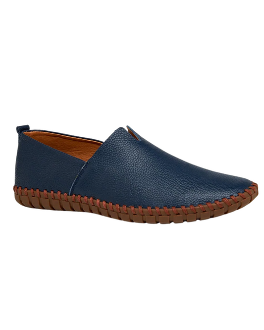 Dominik | Dunkelblaue Slipper in Lederoptik