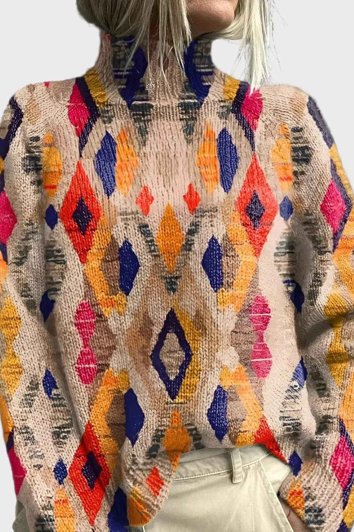 Nadine | Bunter Pullover mit geometrischem Muster